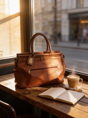 KGB Studio Brown Faux Leather Doctor Bag Briefcase/Weekender